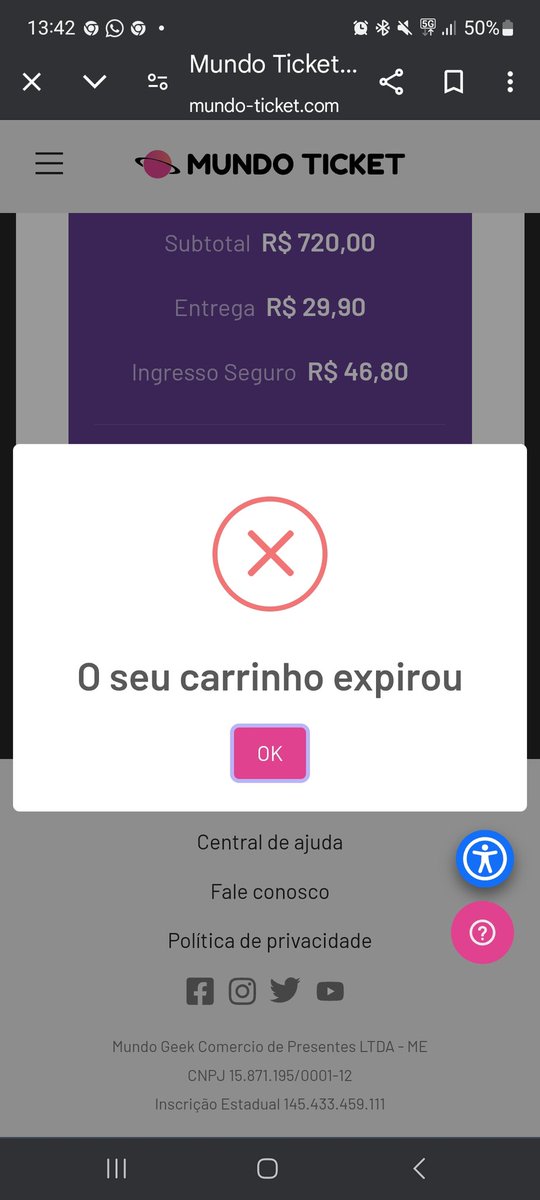 fabiomorg's tweet photo. @CCXPoficial Pessoal está impossível efetuar a compra, já cai na fila duas vezes estava fazendo a primeira compra caiu, estava tentando comprar de novo e disse que meu carrinho expirou só que não. Afffff difícil viu? https://t.co/uBblt4pwBR