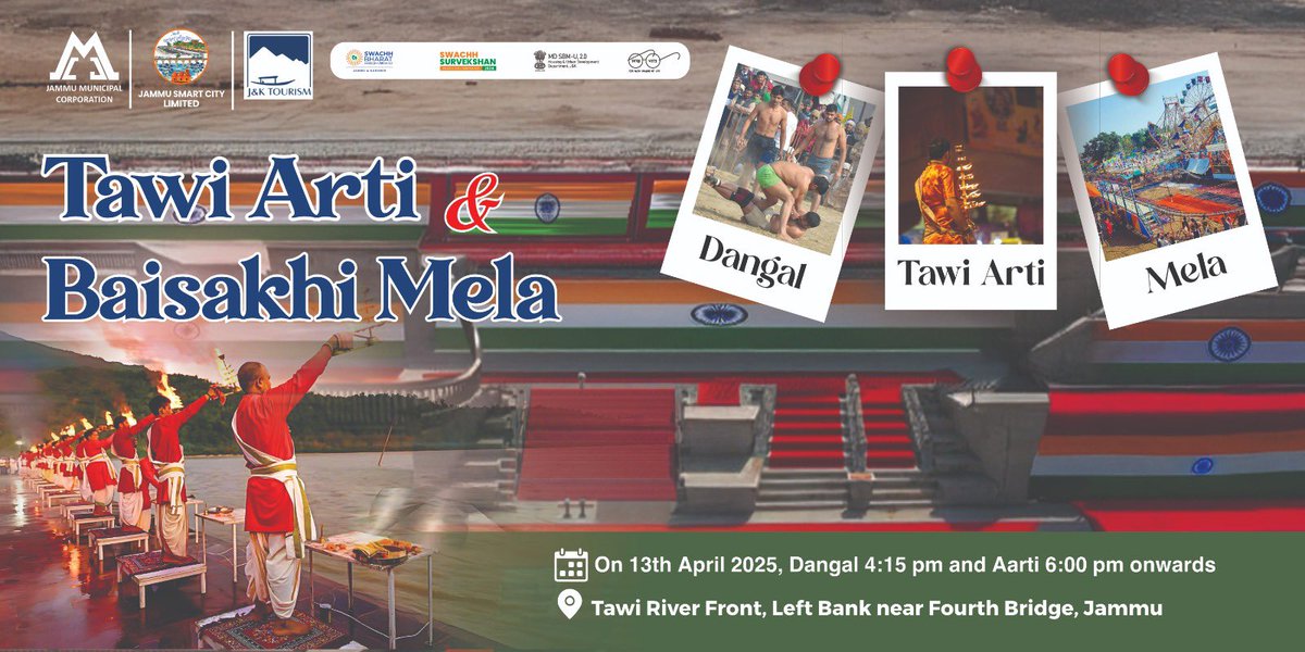 Devansh Yadav (@devansh_ias) on Twitter photo Hello Jammu!!
We invite you to Tawi Arti and Baisakhi mela at Tawi River front…🙏🏻
Come witness the Divine
<a href="/OfficeOfLGJandK/">Office of LG J&K</a> <a href="/diprjk/">Information & PR, J&K</a> <a href="/Rameshkumarias/">Ramesh Kummar</a> <a href="/pausecastgirl/">Tanvi Mahajan 🇮🇳</a> <a href="/jmcjammu/">Jammu Municipal Corporation</a> <a href="/JandKTourism/">Jammu & Kashmir Tourism</a> Hello Jammu!!
We invite you to Tawi Arti and Baisakhi mela at Tawi River front…🙏🏻
Come witness the Divine
<a href="/OfficeOfLGJandK/">Office of LG J&K</a> <a href="/diprjk/">Information & PR, J&K</a> <a href="/Rameshkumarias/">Ramesh Kummar</a> <a href="/pausecastgirl/">Tanvi Mahajan 🇮🇳</a> <a href="/jmcjammu/">Jammu Municipal Corporation</a> <a href="/JandKTourism/">Jammu & Kashmir Tourism</a>