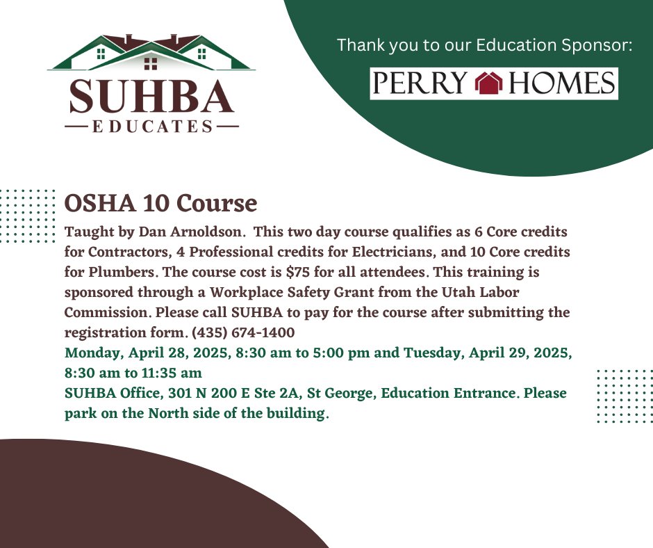 SUHBA's tweet photo. OSHA 10 Safety Training https://t.co/oiv2lQooGT https://t.co/atS3azHzq6