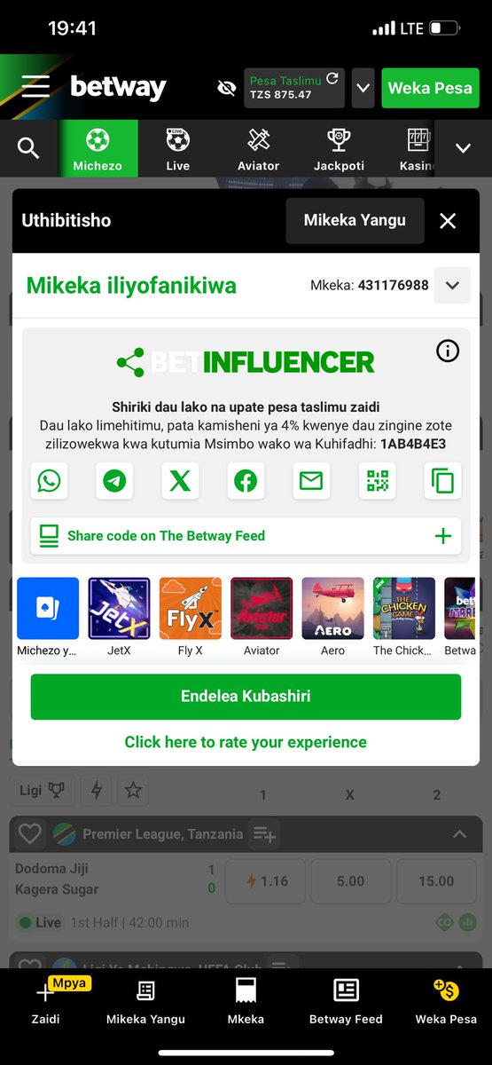 dembe_innocent's tweet photo. Nimeweka mkeka na Betway. Bonyeza hapa kurudia mkeka wangu au tafuta booking code kwenye mikeka ya Multi Bet 1AB4B4E3 https://t.co/Tby8rvAPWE https://t.co/dFGhyMRuCQ