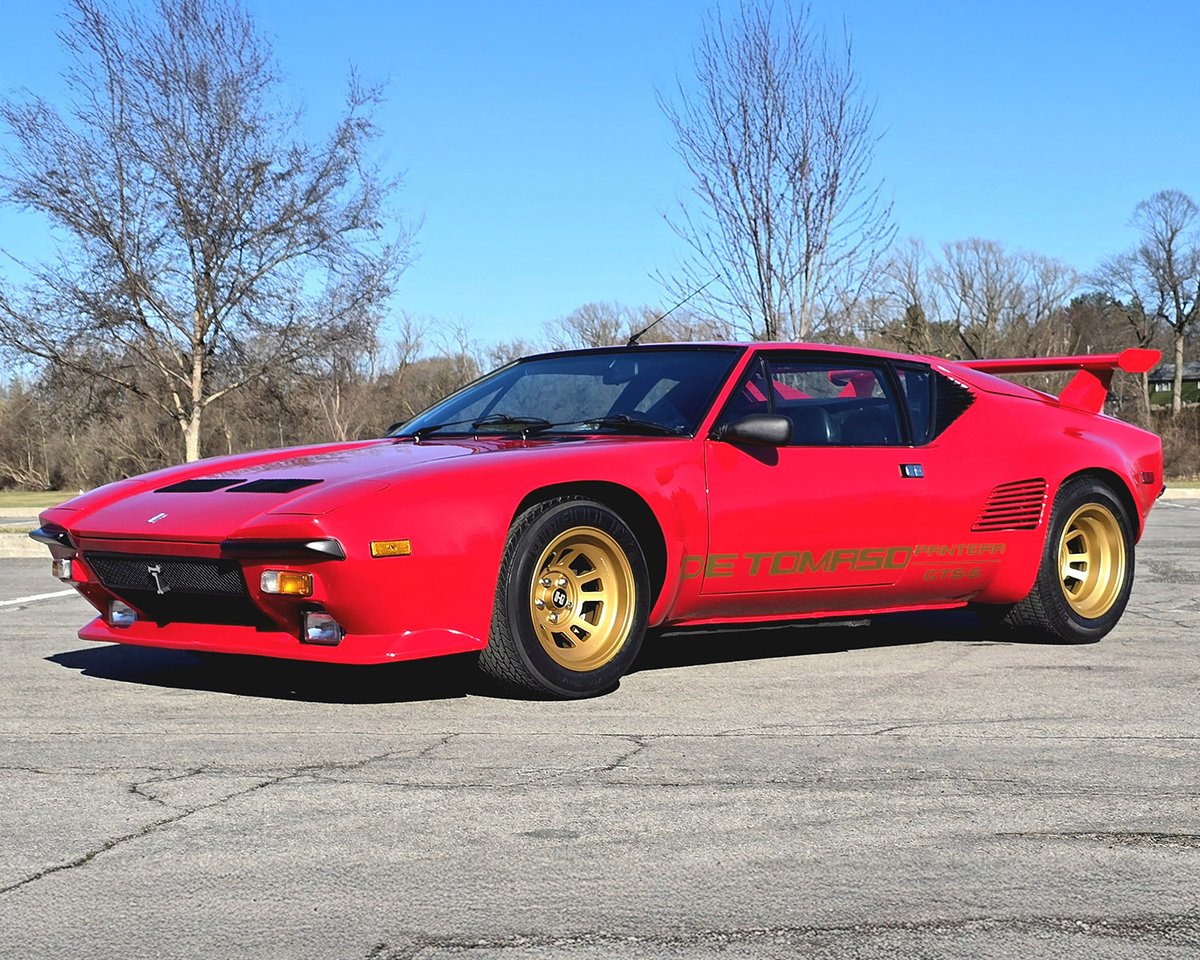 Barrett_Jackson's tweet photo. @_detomaso Powered by its original #matchingnumbers 351ci Cleveland #V8 engine, with a 5-speed ZF manual transmission, it's ready to cross the block with No Reserve, April 24-26 at the South #Florida Fairgrounds at the 2025 #PalmBeach Auction. #Pantera

Read more: https://t.co/dDMw3JfuJu https://t.co/m00zwfVgJT