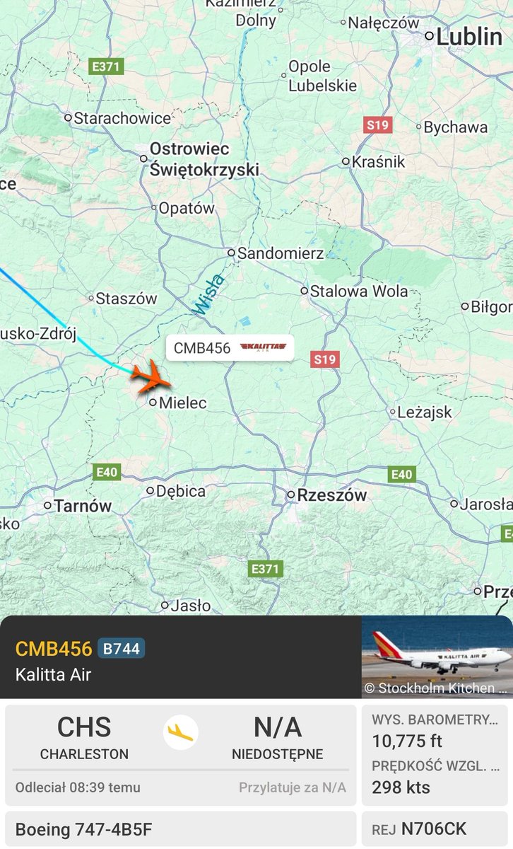 PolishMilRadar's tweet photo. ⌚09.04 18:45LT
🇺🇸Kalitta Air
✈️ Boeing 747-4B5F #N706CK
#CMB456 zniżanie
🛫Charleston #KCHS
🛬Rzeszów #EPRZ
🔗https://t.co/ocIvhrLnsO
#POLMILRADAR
Transport wojskowy na zlecenie Stanów Zjednoczonych. https://t.co/uq0F9QjJQX