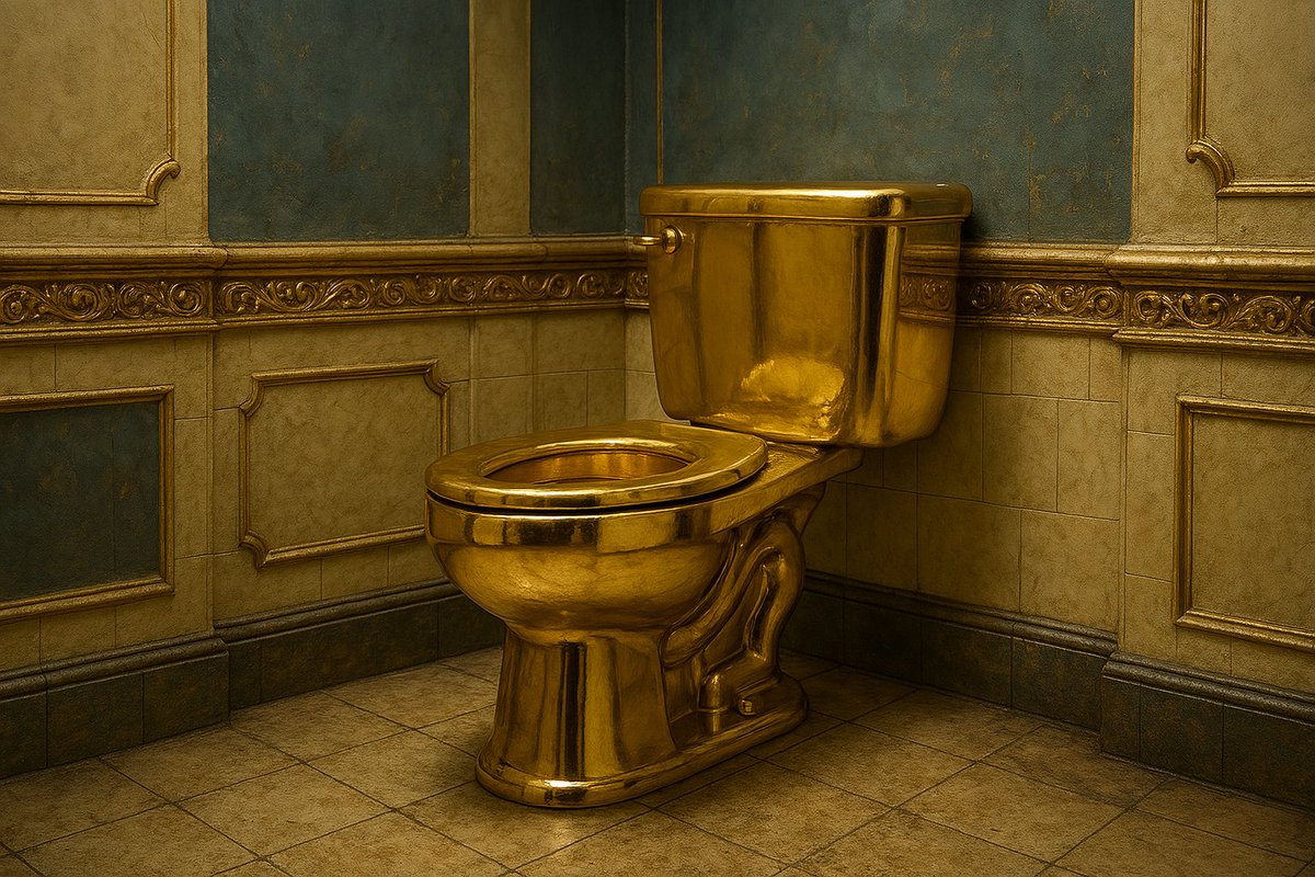 When everyone goes home for the day, #Cubie explores the White House. Yesterday, he discovered this new toilet off the Oval Office, and #Cubie can find no better analogy for the US economy at the moment. A golden country that Trump is taking a crap in.
#MyMeatIsOnFire