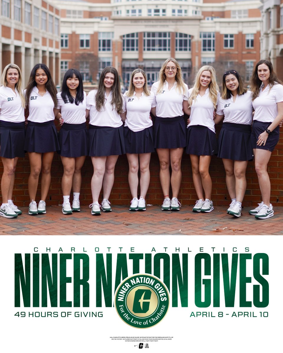 CharlotteWGolf's tweet photo. We are halfway through #NinerNationGives!

Help make a difference for our student-athletes by making a gift!

🔗»https://t.co/6VO31ZYhSo https://t.co/C2K0v4C4ox
