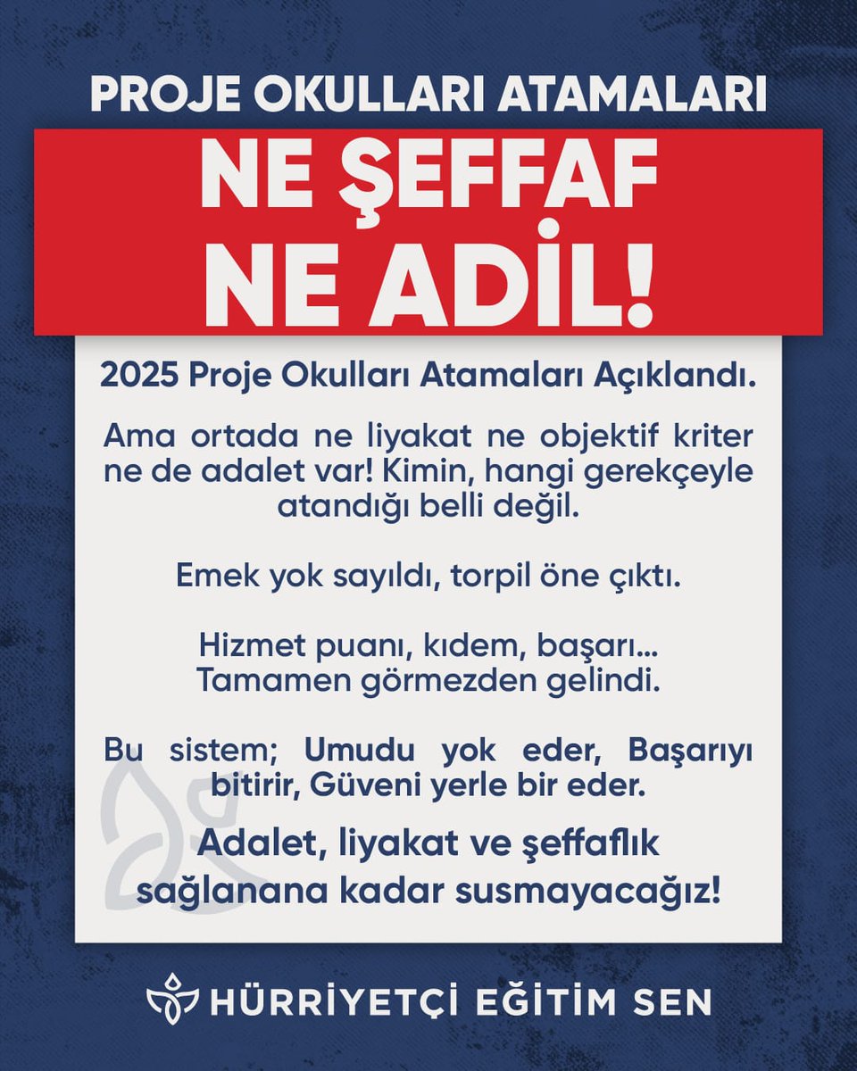 lidyadakilodos's tweet photo. Bizim bir tek şeye ihtiyacımız var ADALET! O da sizde yok !
@HurEgitimSen 
@leventkuruoglu
@Hurogretmenim45
#projeokulları https://t.co/v4VUU0nCW9