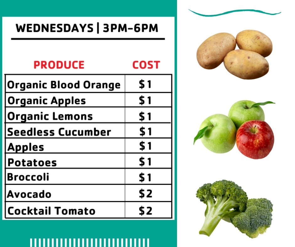 Stop by the Community SNAP Produce Market TODAY (Wednesday) from 3PM-6PM at the Y Teaching Kitchen. ALL ARE WELCOME! (Cash, Check, SNAP, Credit Card)

Sign up for SNAP emails for weekly updates: bit.ly/YMCA-SnapMarket

#YMCA #HealthyLiving #ForaBetterU #Community