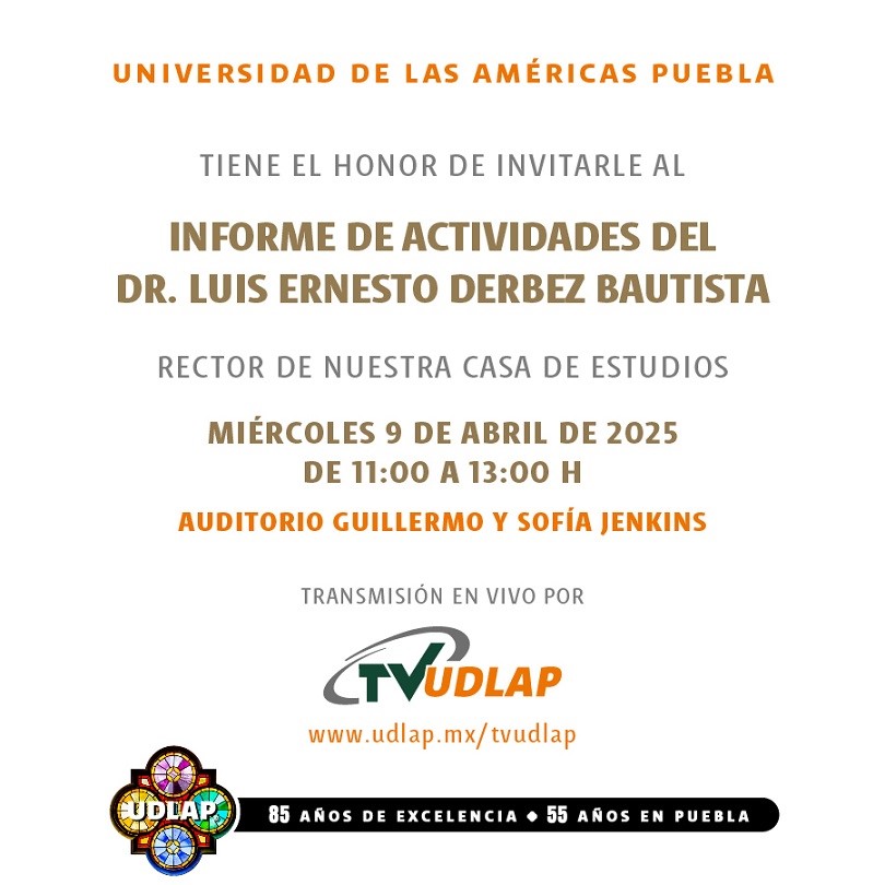 udlap's tweet photo. Invitamos a seguir, en vivo, el informe de actividades del rector de la #UDLAP, Dr. Luis Ernesto Derbez Bautista @luisederbez, a través de @tvudlap:
https://t.co/C3g8GnZ5xw
#InformeRector https://t.co/MjvId2mltC