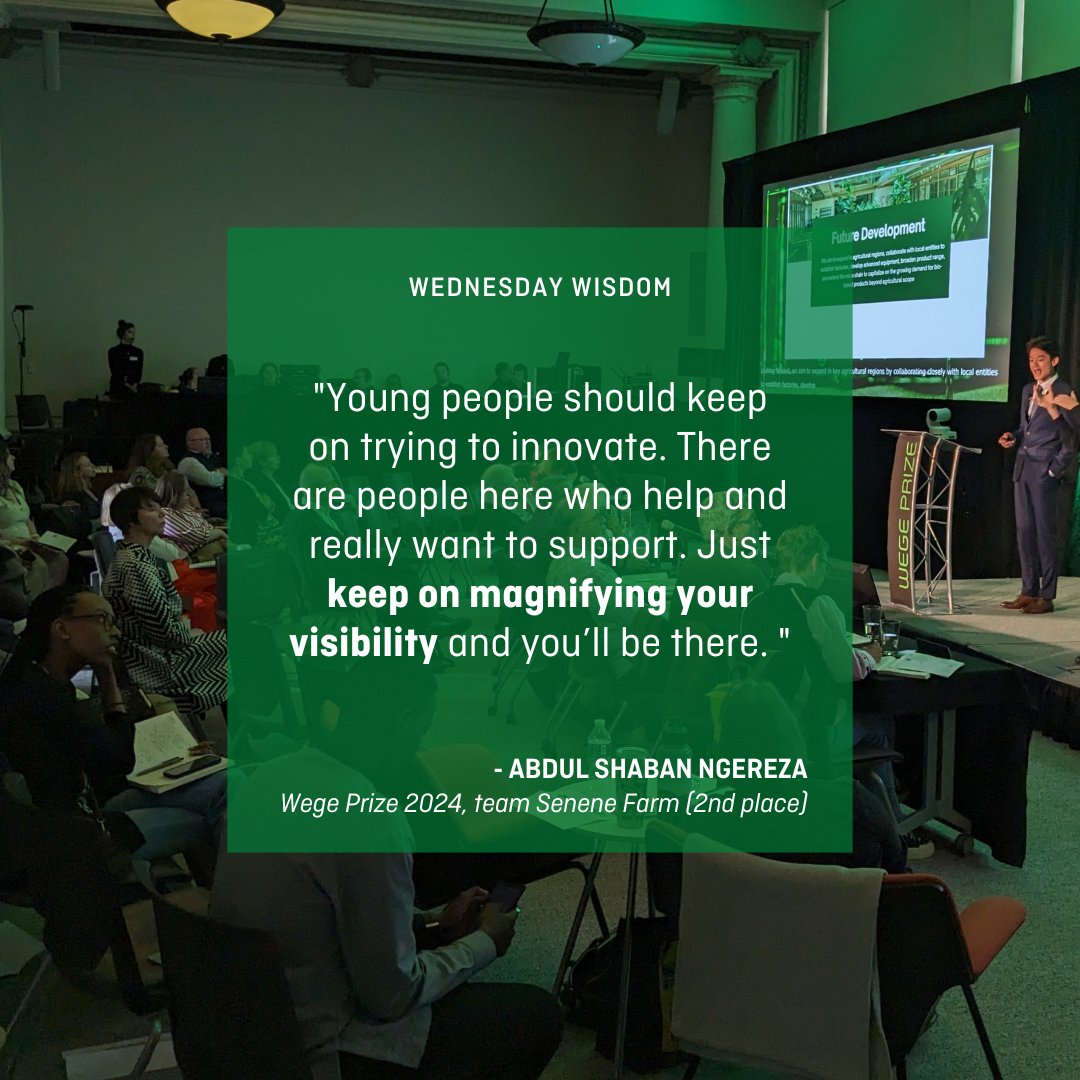 Taken from our 2024 Post-Awards interviews, Senene Farm team member, Abdul, reminds us to keep on innovating, seek out support, and magnify your visibility. You'll get there! Wege Prize is here to assist you in this journey. 🙌💚

#WednesdayWisdom