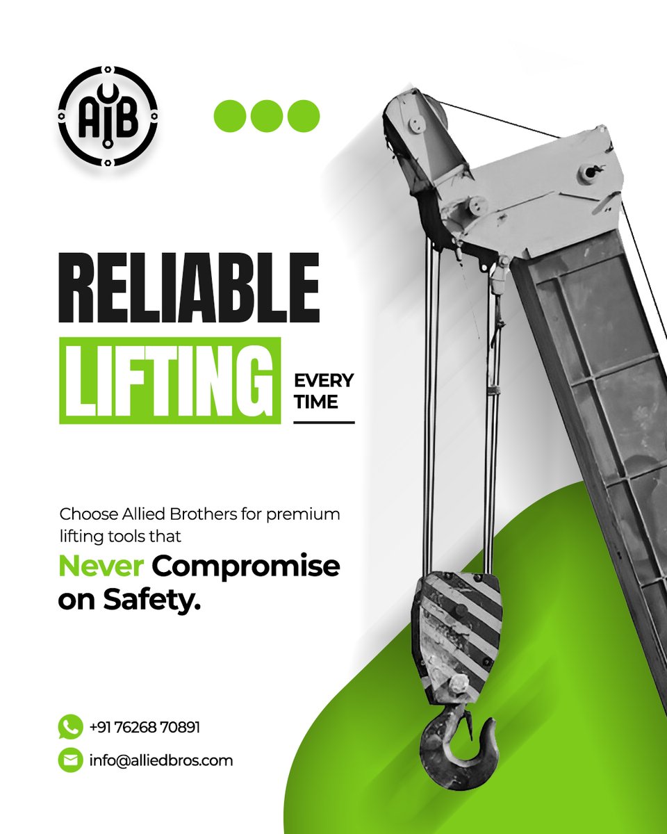 BrothersAllied's tweet photo. When safety matters most, trust only the best. 🌍💪
.
We provide premium lifting tools and tackles that are engineered for strength, safety, and unmatched reliability.
.
📍 https://t.co/NAdQiTkWeF
📧 info@alliedbros.com
📲 +91 76268 70891 https://t.co/luKUzlXd3A