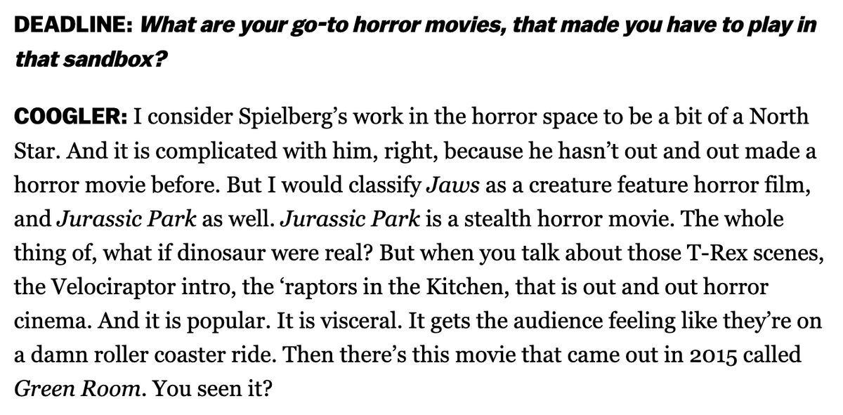 roxana_hadadi's tweet photo. makes me so, so happy to read ryan coogler praising jeremy saulnier's GREEN ROOM. https://t.co/qqPZfz7sXZ