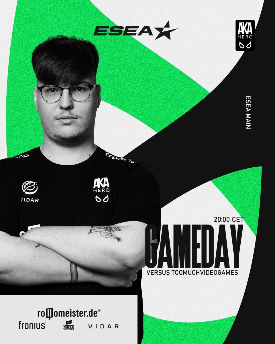 AKAHEROESPORT's tweet photo. First Game of the ESEA Main Saison starts later today! 🔥

⏲️20.00 CET
🆚@2MUCHVIDEOGAMES 
📺(no cast) 

@mexoozje @hannes_lul @SpidergumCS @aaroNNNcs @devils274 @rulz_cs 

#BEAHERO https://t.co/EfshtTwVOS