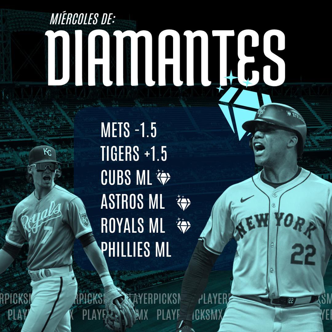 ⚾️💎MIÉRCOLES DE DIAMANTES 💎⚾️ 

MLB abril 09, 2025,

Mets RL -105
Tigers RL -140
Cubs ML -150
Astros ML -130
Royals ML -110
Phillies ML +115

¿Me sigues?