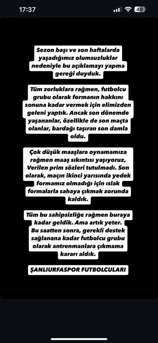 Sanli_Genclik's tweet photo. Futbolcu'lardan ortak açıklama https://t.co/uIvdEUT1AK
