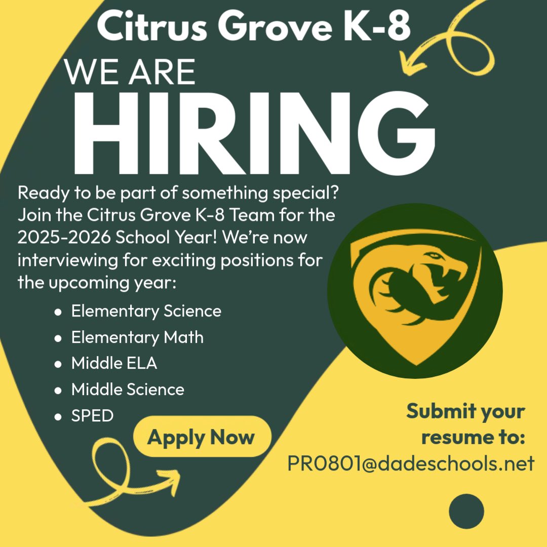 We are looking for teachers to join our team! #centralregion #mdcps #hiring