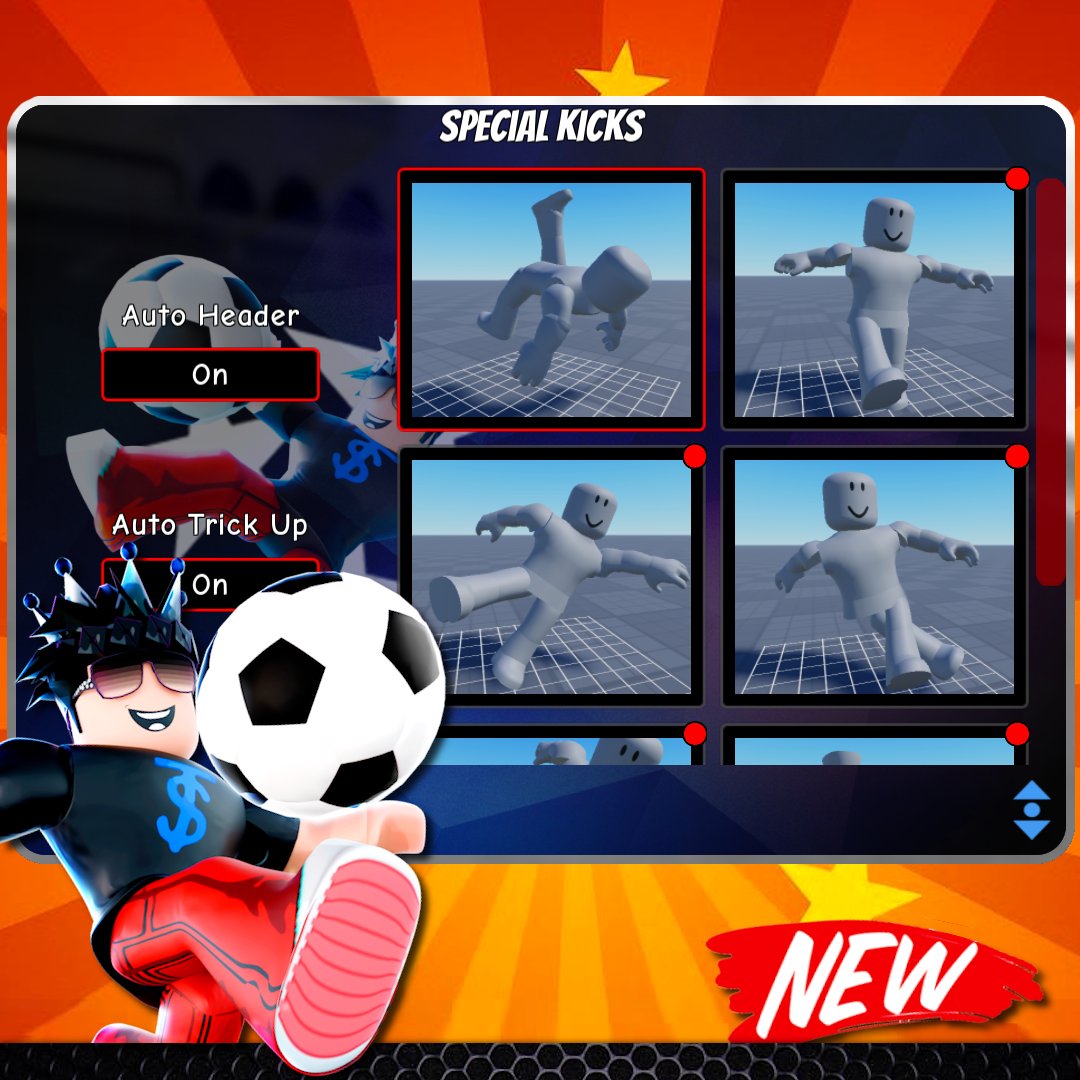 ⚽️ New Special Kicks just dropped! Bicycle, chip, volley, rabona, scissor, scorpion kick, and diving header! Check My Player menu and show off your style on the pitch! Got ideas for the next one? We’re all ears! 💥

Play! roblox.com/join/nv3k9

#Roblox #RobloxDev <a href="/Roblox/">Roblox</a>