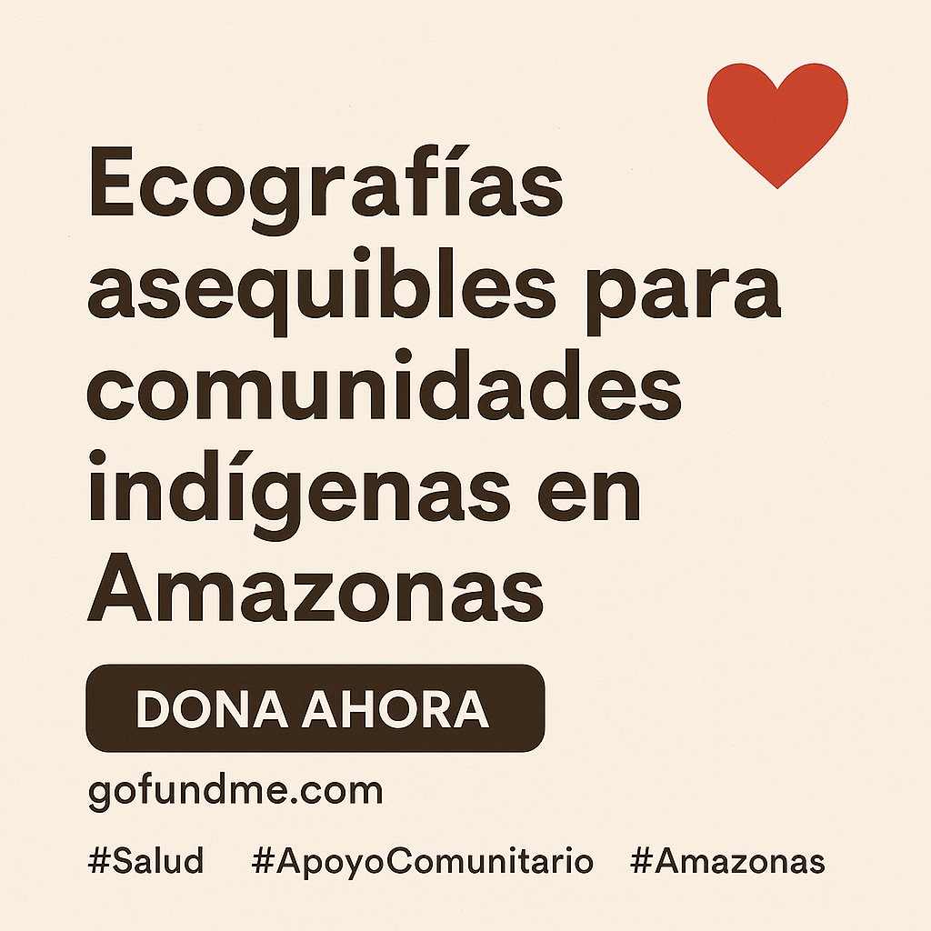 amgirons's tweet photo. En Amazonas, muchas personas no pueden pagar una ecografía.
Estoy recaudando fondos para ofrecer estudios a bajo costo o gratuitos.
Ayúdame a llevar salud y esperanza a quienes más lo necesitan.
Dona o comparte: https://t.co/RLRkQ4Jr9R

#SaludParaTodos #AmazonasVenezuela https://t.co/VPgkbGzhTt