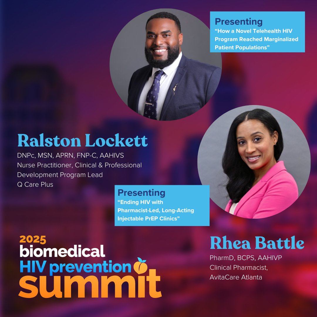In just T minus two days, don’t miss #AvitaCare Atlanta’s Rhea Battle and Q Care Plus’ Ralston Lockett presenting at the Biomedical HIV Prevention Summit!  
 
Then stop by and see the #AvitaPharmacy and Q Care Plus teams in booths 101 and 103. See you there! 

#Avita