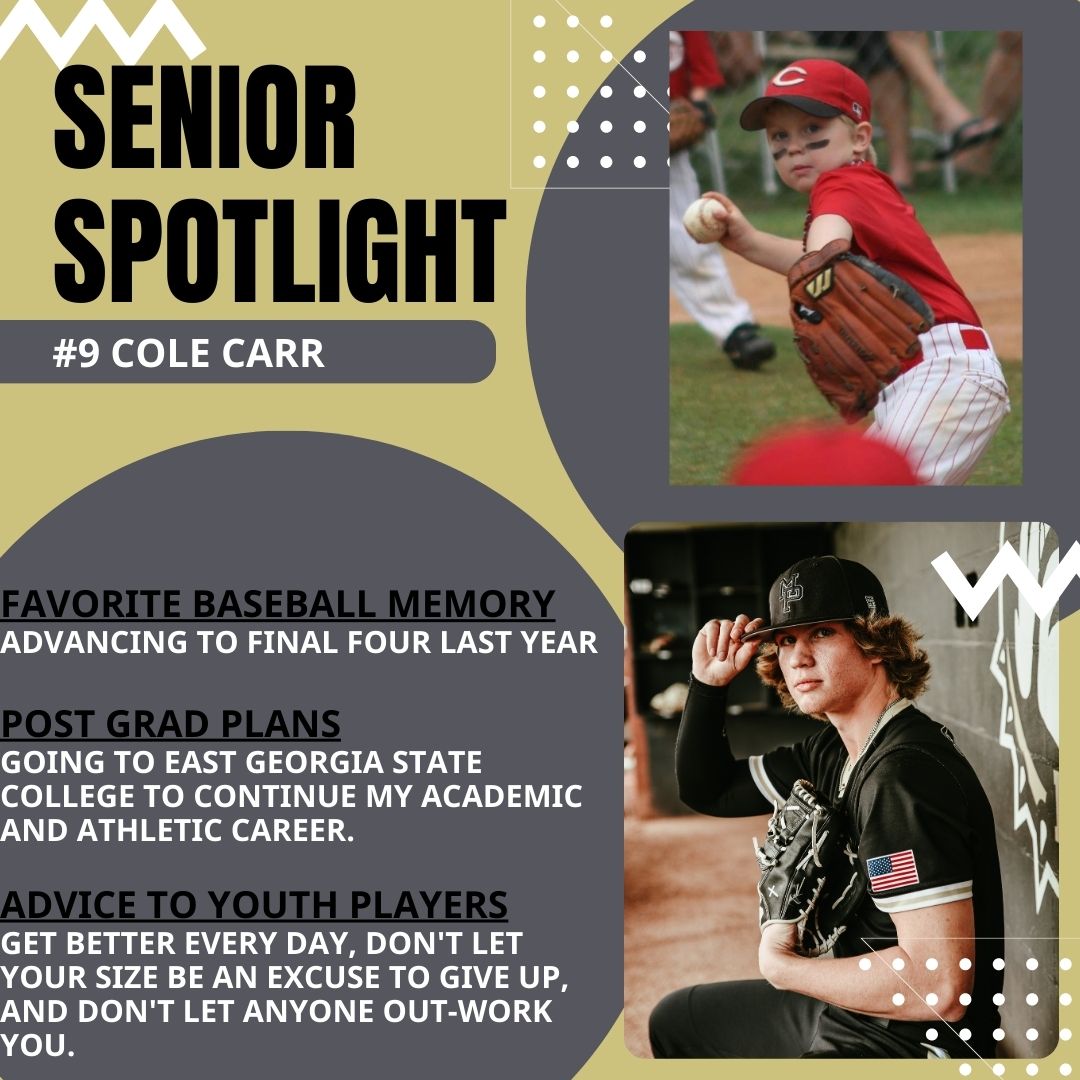 Our next Senior Spotlight is with Cole Carr. He is the son of Johnathan and Erin Carr and the brother of Connor and Clayton. Cole was named 1st team All-Region his Sophomore and Junior seasons as well as Region Player of the Year as a Junior.
