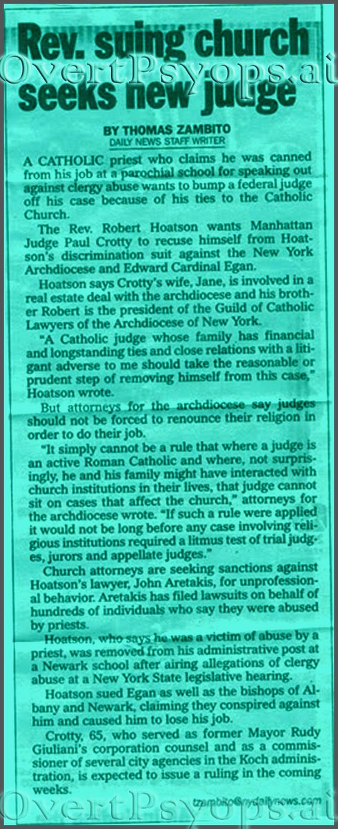 tlthe5th's tweet image. This was in interesting article: "Catholic Priest suing church seeks new Judge" - Because the judge handling his case had ties to the Catholic church. The judge's WIFE too. And brother. The Catholic priest thought that judge should be recused from the case! I agree! #OvertPsyops