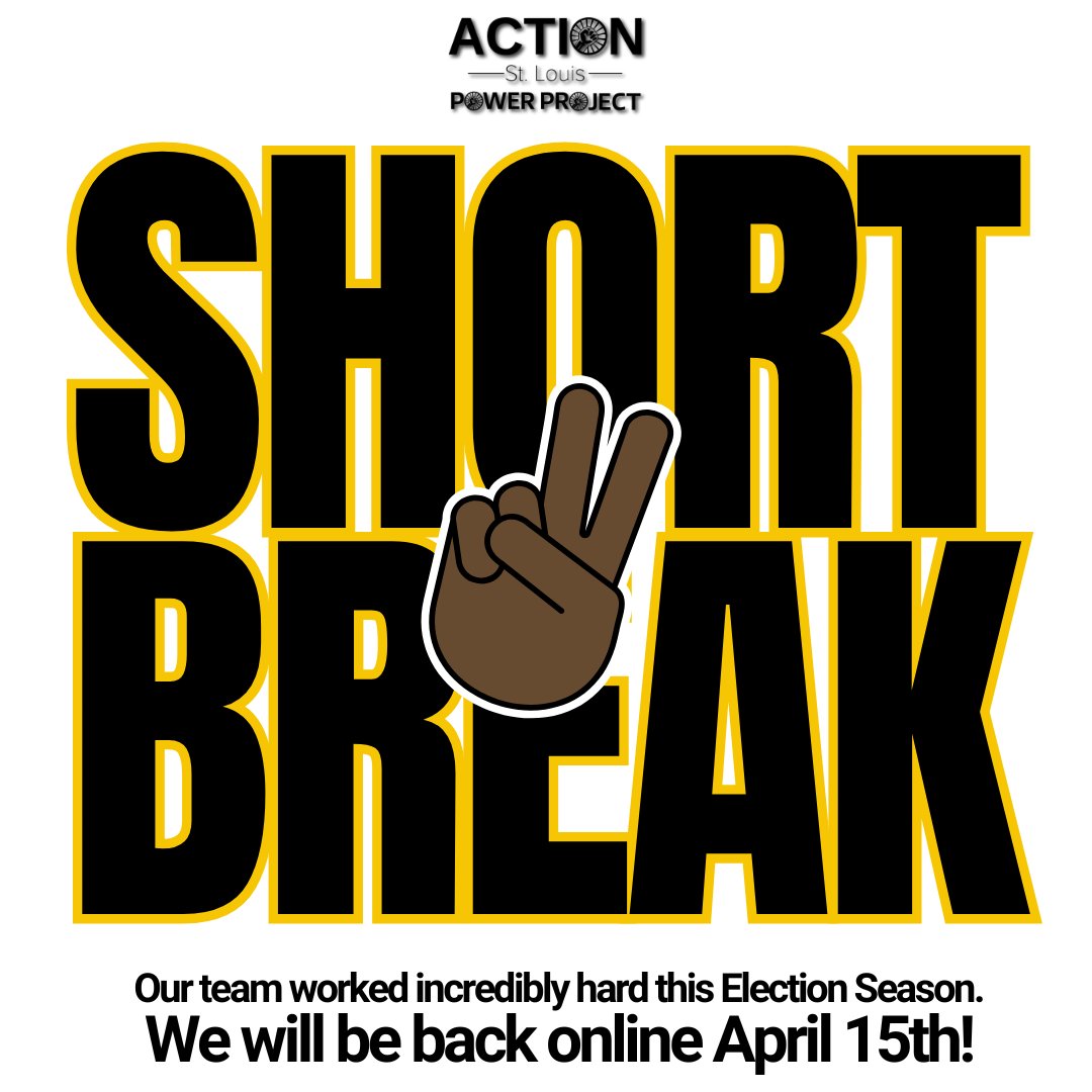 Our team is taking a much-needed break. On Tuesday, we will return to building political power in our city and state.

We knocked over 21,000 doors and made over 5,000 calls in one month -- supporting candidates we believe in. 

Take care, St. Louis. We love y'all.