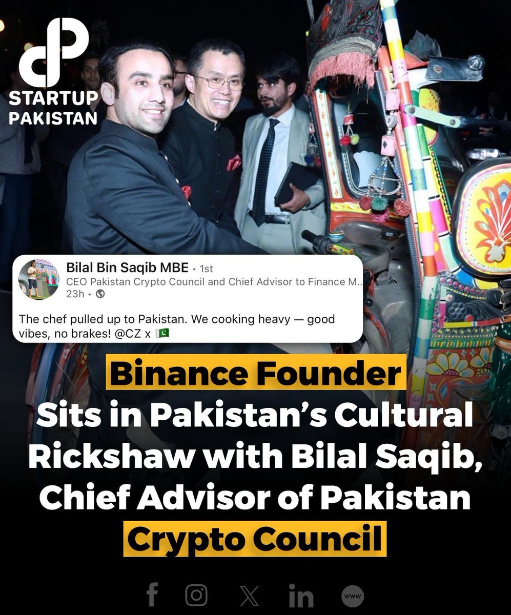 Bilal Bin Saqib MBE, CEO of the Pakistan Crypto Council and Chief Advisor  to Financa M, recently welcomed the Binance founder to Pakistan.  #BilalSaqib #CryptoCouncil #GoodVibes
