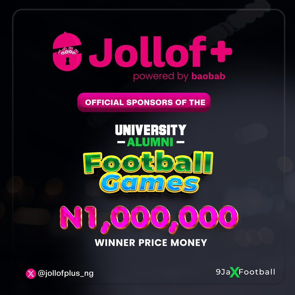 🚨💣 BREAKING: <a href="/jollofplus_ng/">Jollof Plus</a> joins the #AlumniGames as our main sponsor!!!Here we go!!!!

16 Universities. 
400 players.
36 total coaches.
One winner.
The winning school goes home with the sum of 1 Million Naira courtesy of Jollof Plus!!!