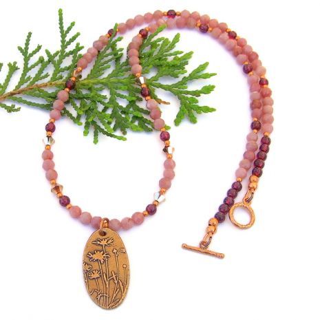 Red Bronze #Wildflowers Pendant #Necklace with Pink #Opal and Red Garnet #Gemstones  via <a href="/ShadowDogDesign/">Catherine</a> #bmecountdown #MothersDay #ShopSmall #FlowerNecklace      bit.ly/WildflowersSD