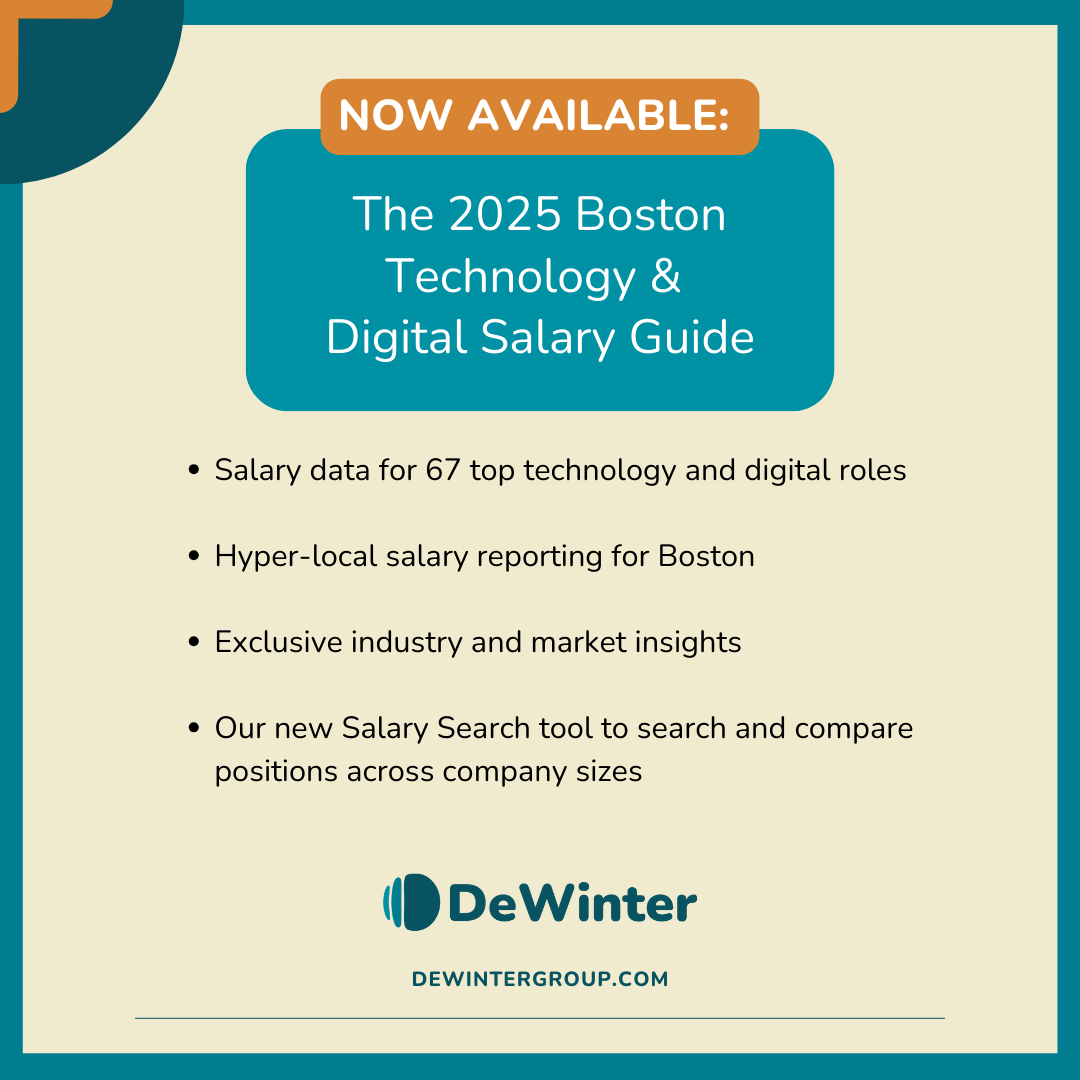 Looking for the latest in Technology &amp; Digital salaries and industry trends?
Get hyper-local salary insights for top tech &amp; digital roles in Boston, plus exclusive market trends and our new Salary Search tool to compare pay across company sizes!  dewintergroup.com/2025-technolog…
