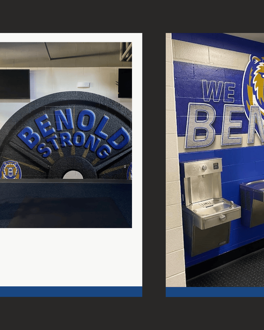 waterboy_tx's tweet photo. Check out the gorgeous record board, mounted signage, wall wraps, and window film we designed, manufactured, and installed for Benold Middle School! This was a total transformation of the Benold Bears’ athletic spaces, and it’s sure to inspire students and fans alike. https://t.co/wMA7J3jfWD