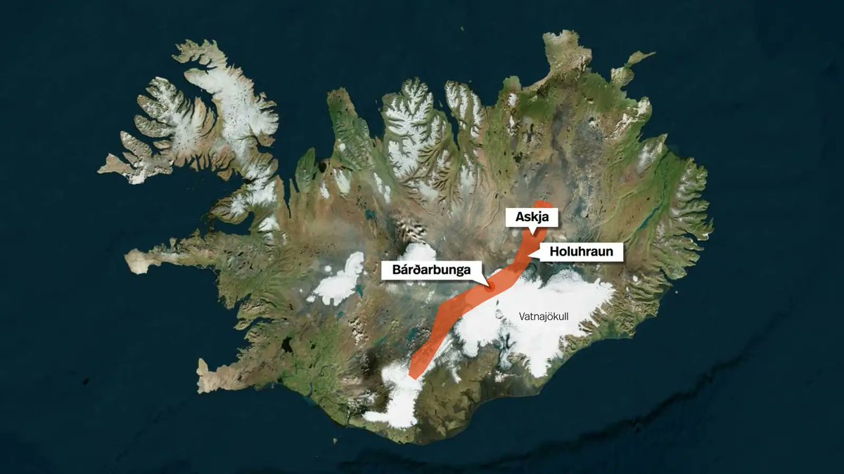 #Iceland 
Residents in high-risk areas near #Bárðarbunga were  invited to a meeting today to review responses to volcanic eruptions and glacial outburst floods. At the same time, the volcano reported two earthquakes >2 m.
ruv.is/frettir/innlen…