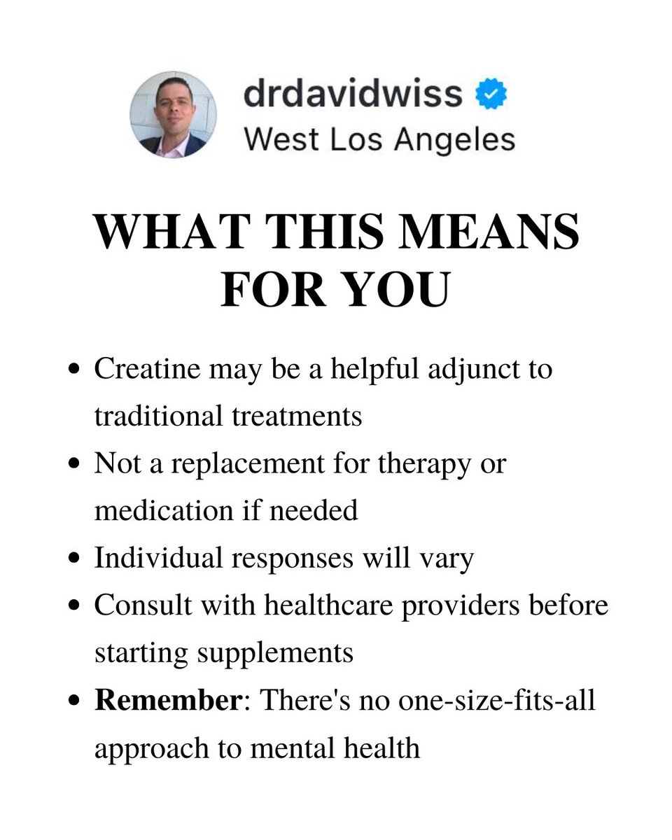 New research suggests oral creatine monohydrate supplementation may help reduce depression symptoms when combined with therapy! 🧠✨