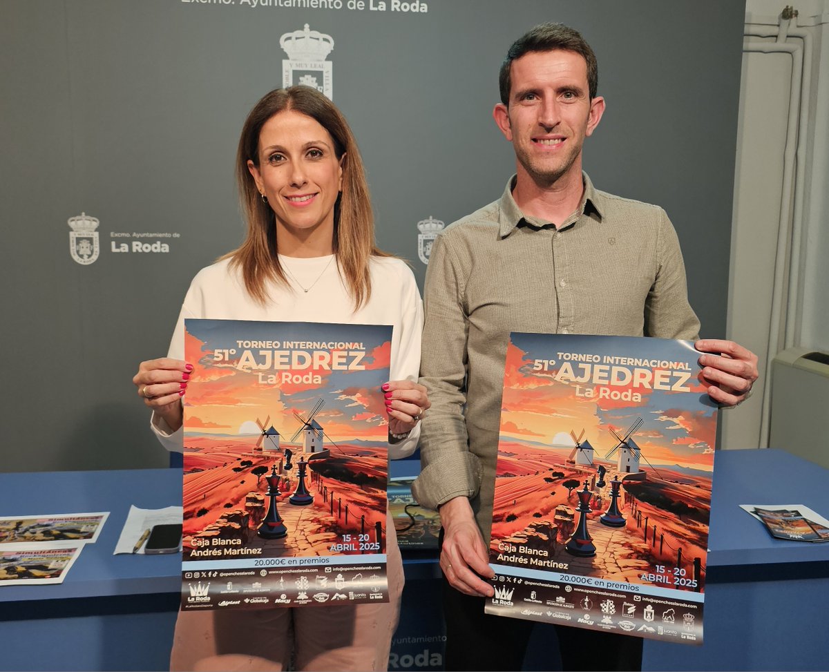 📷La Roda acoge el 51º Torneo Internacional de Ajedrez con más de 170 jugadores de 15 países  📷  Se celebrará del 15 al 20 de abril.  El 18 de abril, la maestra FIDE María Rodrigo, ofrecerá la simultánea 'Rockanroleras’   📷  MÁS INFORMACIÓN laroda.es/la-roda-acoge-…