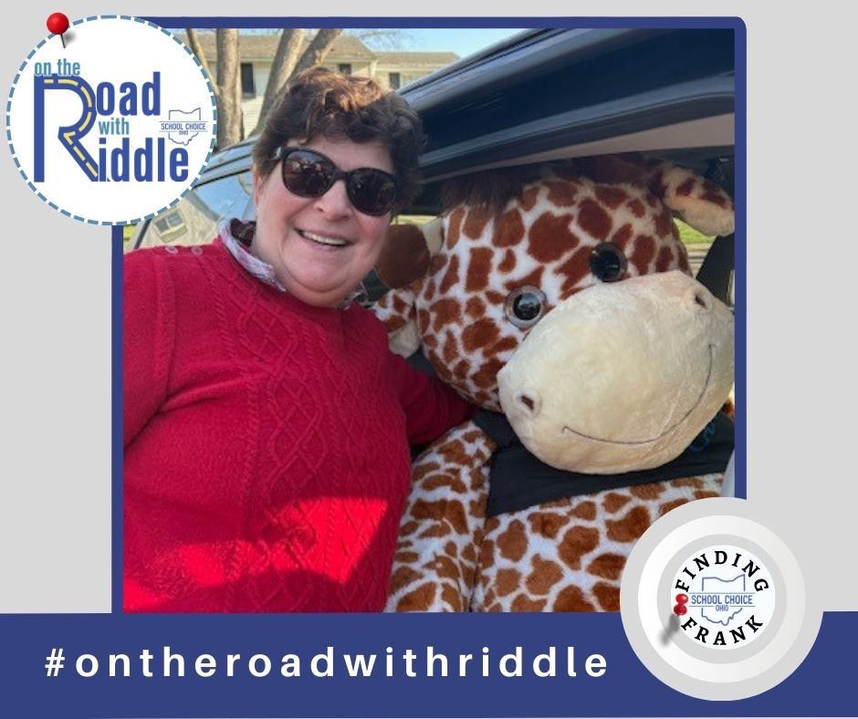 SchoolChoiceOH's tweet photo. Be on the lookout! Ann is in the carpool lane today #ontheroadwithriddle. A supersized edition of #findingfrank is headed to meet families at an event near you to help share information about the wide variety of school options for Ohio's K-12 students. #studentsfirst https://t.co/iUeb2dfKZ2