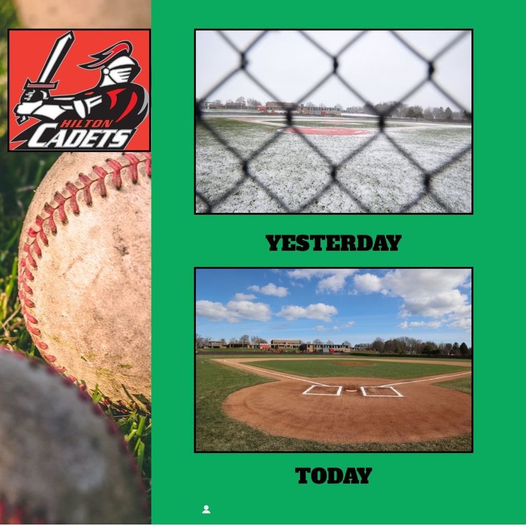 Hilton CSD (@hiltoncsd) on Twitter photo What a difference a day makes-and what a job by our buildings and grounds department to get the field ready for today's baseball home opener against R-H at 5:00. #GAMEDAY <a href="/HiltonCadets/">Hilton Athletics</a> <a href="/PickinSplinters/">Paul Gotham</a> What a difference a day makes-and what a job by our buildings and grounds department to get the field ready for today's baseball home opener against R-H at 5:00. #GAMEDAY <a href="/HiltonCadets/">Hilton Athletics</a> <a href="/PickinSplinters/">Paul Gotham</a>