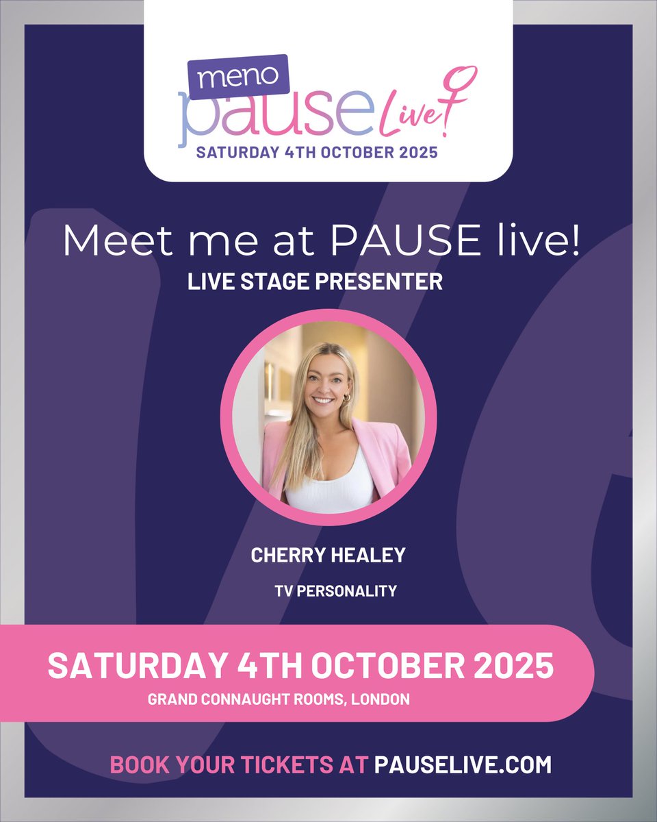 PauseMIA's tweet photo. Exciting news! Cherry Healey joins PAUSE Live this October as a presenter! 
Cherry is passionate advocate for women’s health &amp; will share her Journey with perimenopause with warmth&amp; honesty. 

Find out more:  https://t.co/Ul7DM6dgFz 
#PAUSELIVE #Menopause https://t.co/fegEKybnTY