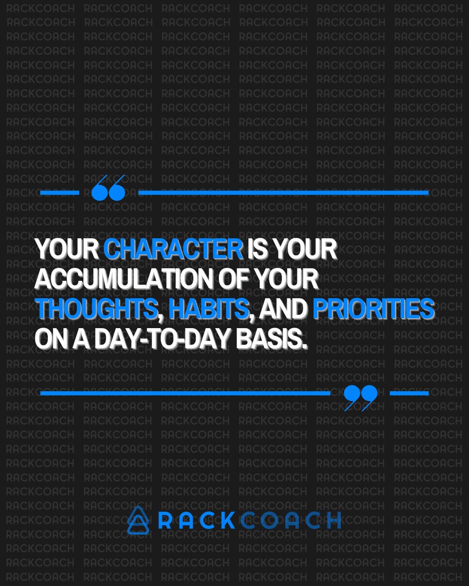 "Your 𝙘𝙝𝙖𝙧𝙖𝙘𝙩𝙚𝙧 is your accumulation of your 𝙩𝙝𝙤𝙪𝙜𝙝𝙩𝙨, 𝙝𝙖𝙗𝙞𝙩𝙨, and 𝙥𝙧𝙞𝙤𝙧𝙞𝙩𝙞𝙚𝙨 on a day-to-day basis." 🗣️👏

#WednesdayWisdom | #ElevateYourProgram