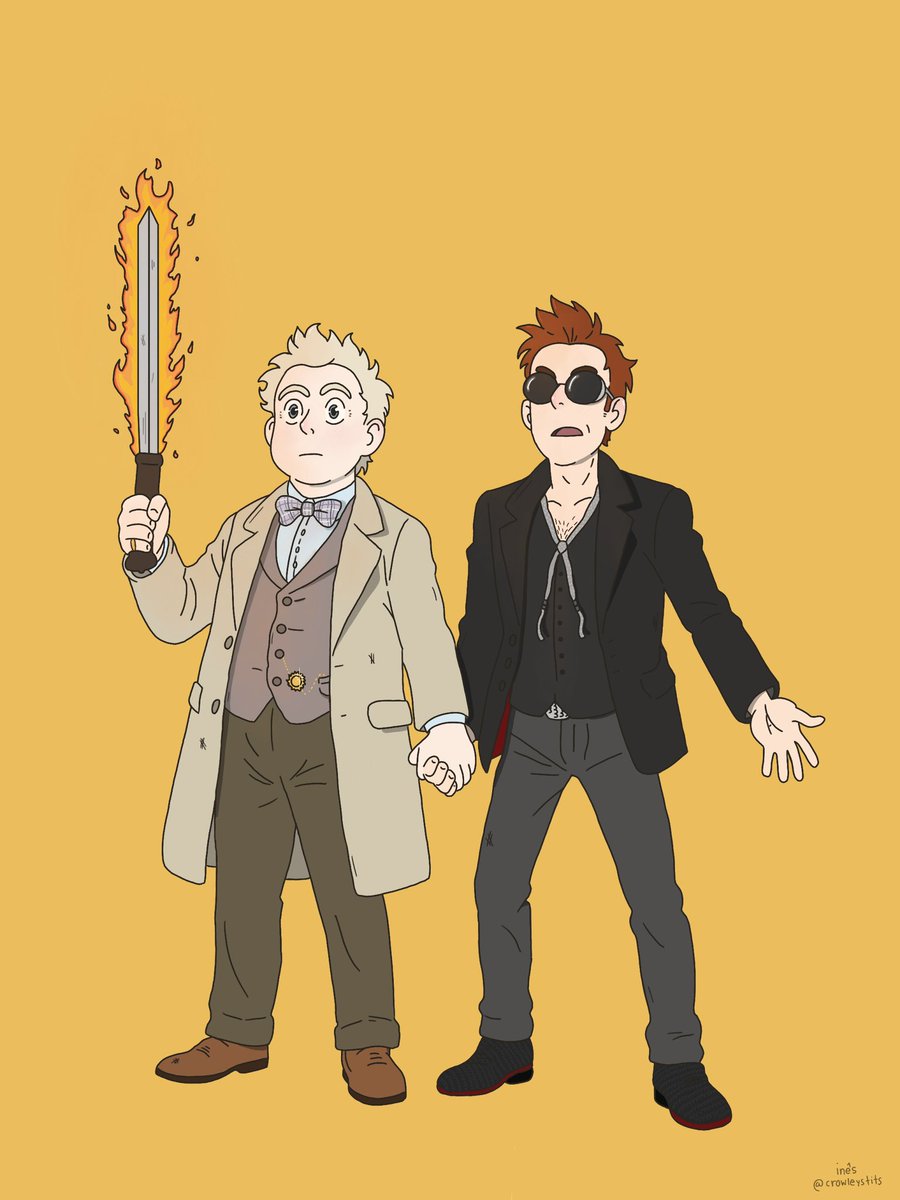 tv husbands doing the book husbands pose ✨ we were robbed of them holding hands in the show i'm telling you

yes i forgot crowley's crank, please forgive me