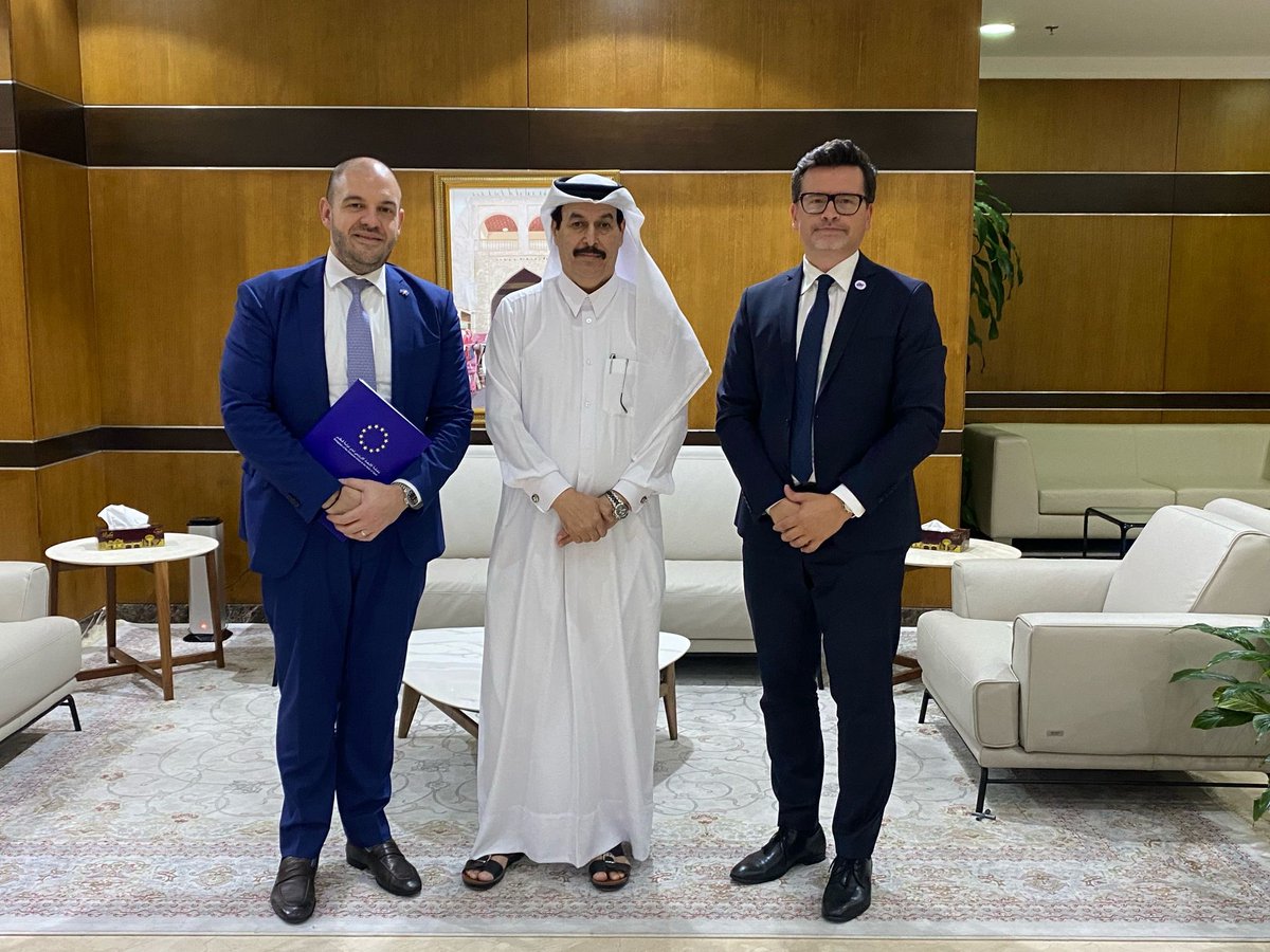 Today, H.E. Dr. <a href="/CristianTudorEU/">Cristian Tudor</a>, EU Ambassador to Qatar, alongside H.E. Mr Tomasz Sadziński, the Chargé d’affaires a.i. of the Republic of Poland in Qatar <a href="/PLinQatar/">PLinQatar</a> , as the rotating Presidency of the EU Council, met with the director of the Consular Affairs Department at