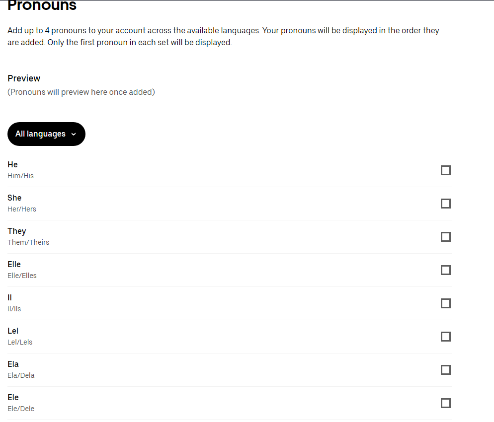#Uber's signup page gives a dozen pronouns in different languages to pick from! lol. This California-based corp is pushing #genderidentity hard!