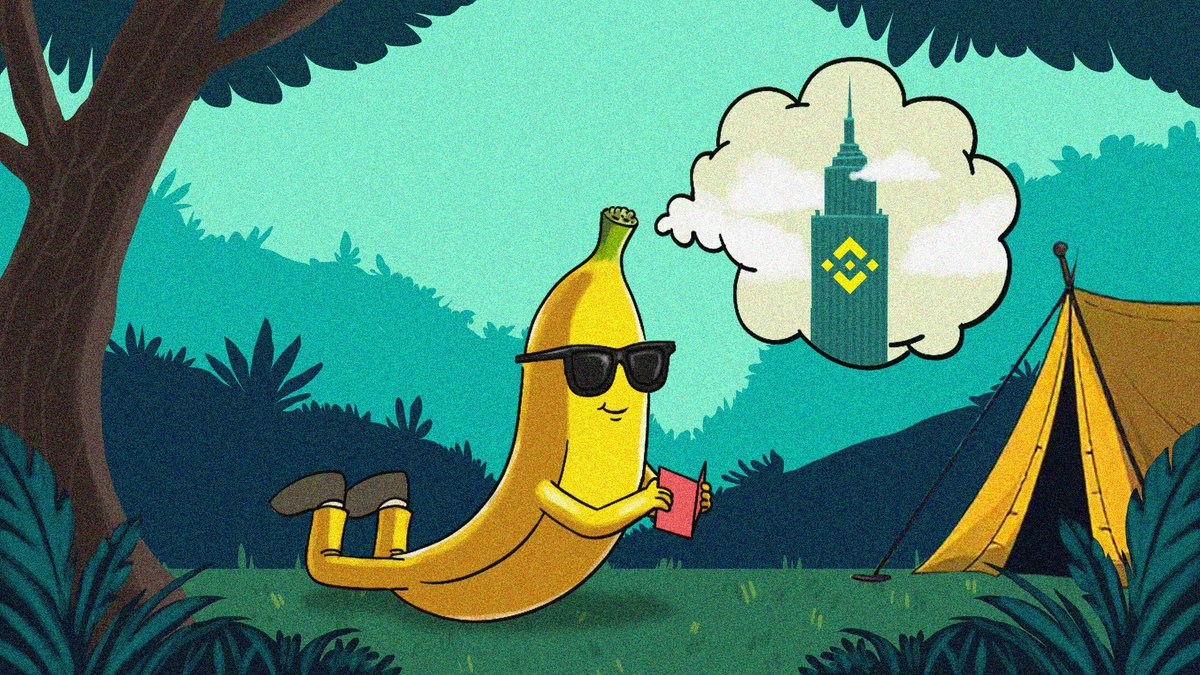 BOOKofBSC's tweet photo. $BANANA starts as a tiny token in the meme coin wilderness, swinging from DEX to DEX with zero liquidity and only a few degens aping in. But he sets his sights on one goal: Getting listed on Binance. https://t.co/7sCqzpN4Ut