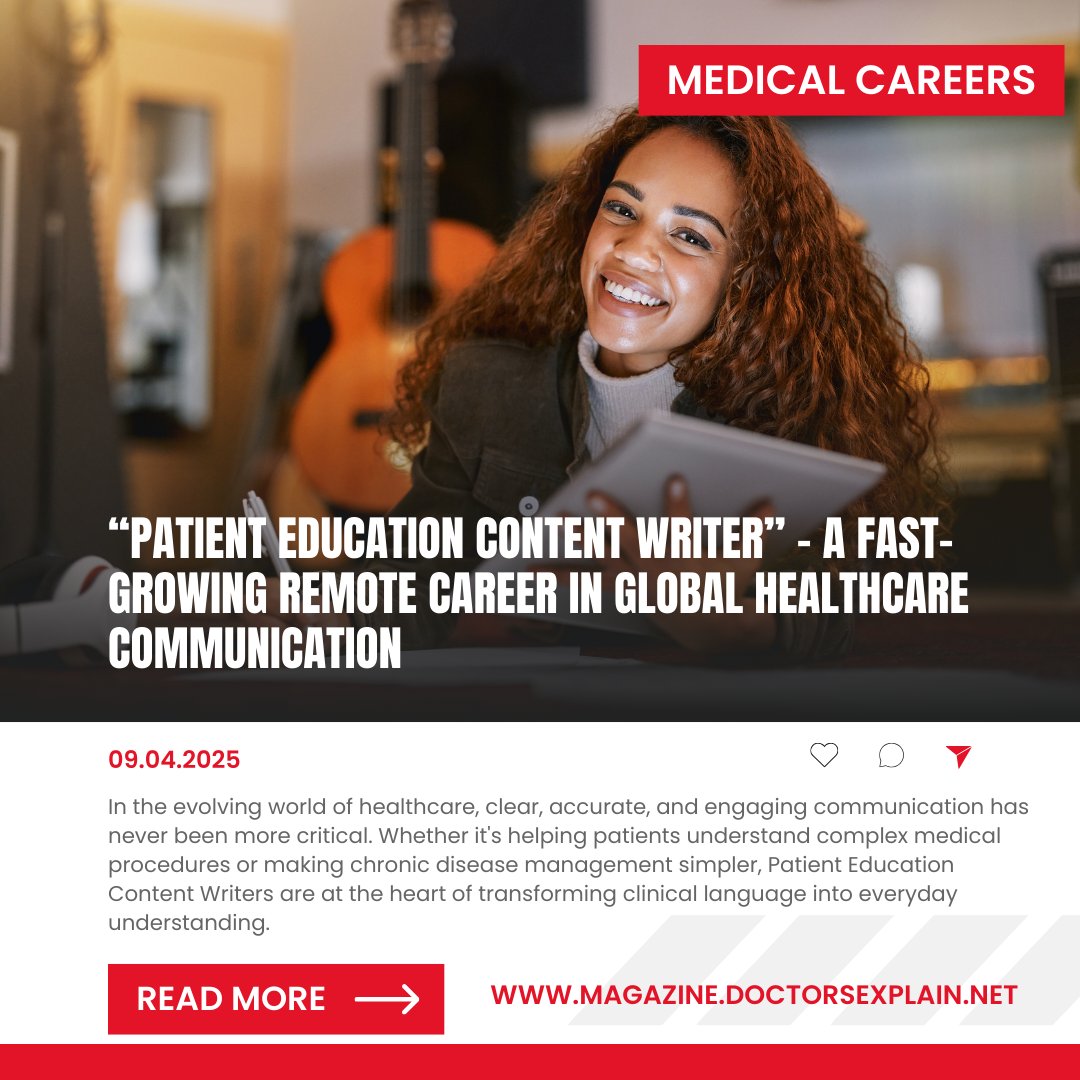 DocsExplainFM's tweet photo. Learn how to become a Patient Education Content Writer 💻📚💡More at https://t.co/MFIRyF4t7x

#RemoteHealthcareJobs #HealthWriter #PatientEducation #DigitalHealth 💊 #MedicalWriting #WorkFromHome #TelehealthCareers #HealthContentCreator #LinkedInTips #HealthcareEntrepreneur 🚀 https://t.co/uMZO3vVtwW