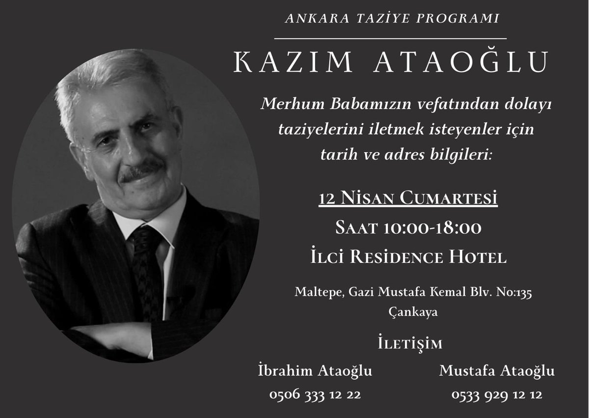 Ankara taziye programı için bilgilendirme..