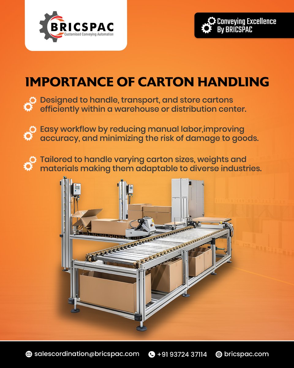 BricspacIndia's tweet image. Carton handling isn’t just moving boxes — it’s about working smarter, safer, and faster. 📦

Less effort, better flow, and fits all carton types!

Visit us via @BricspacIndia bio to know more.

#bricspac #cartonhandling #packagingsolutions #conveyor #automation #logistics
