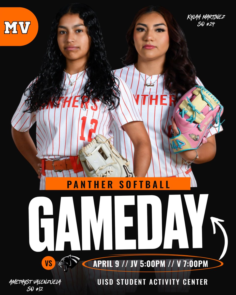 IT’S GAME DAY‼️🥎

📆April 9th
📍UISD Student Activity Center
⏰ JV 5:00 PM • Varsity 7:00 PM
🆚 Laredo United South