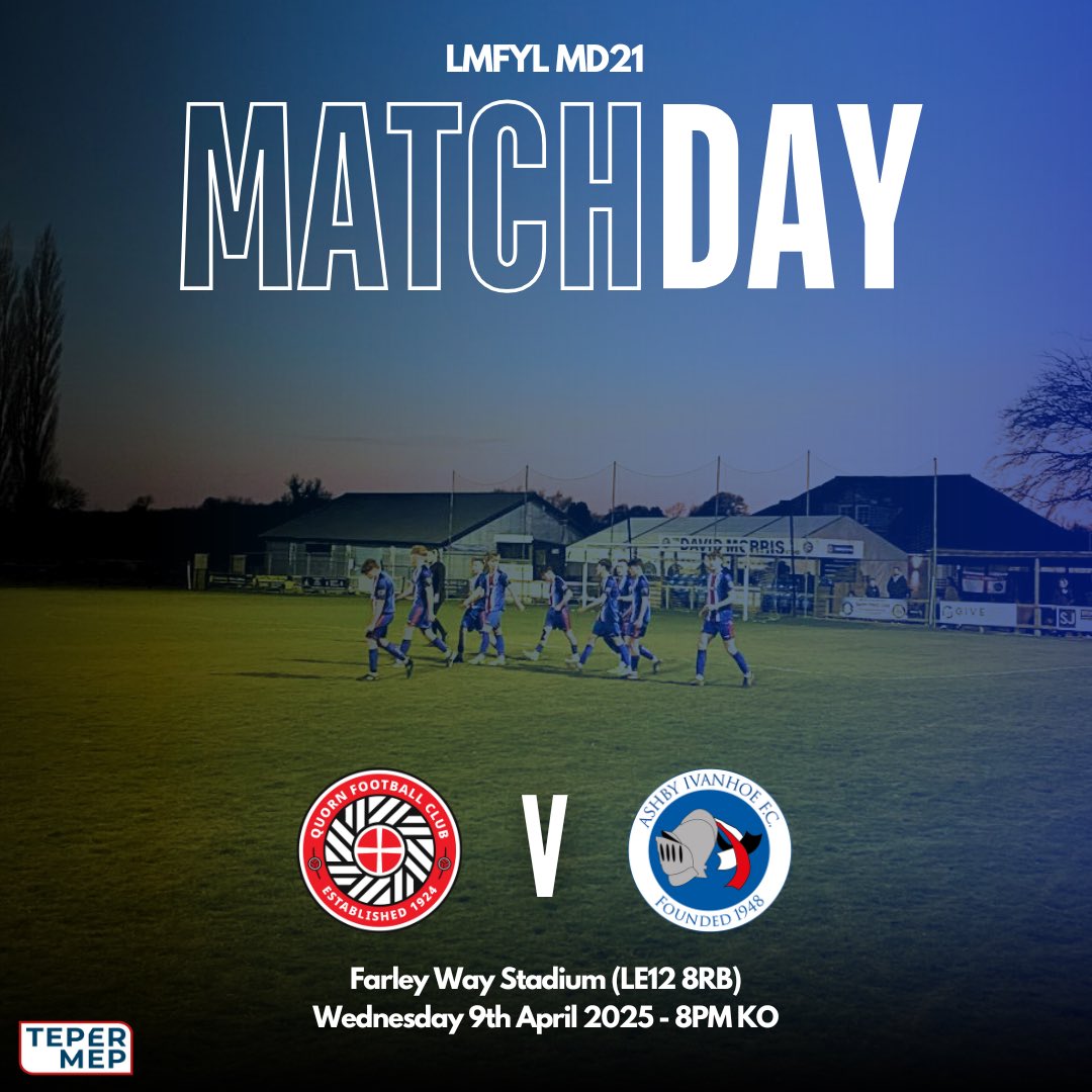 Lee’s lads look to build from their big win last week, as they travel to take on Quorn FC U18 in a late kick-off tonight. 

Best of luck lads. 🔵⚪️