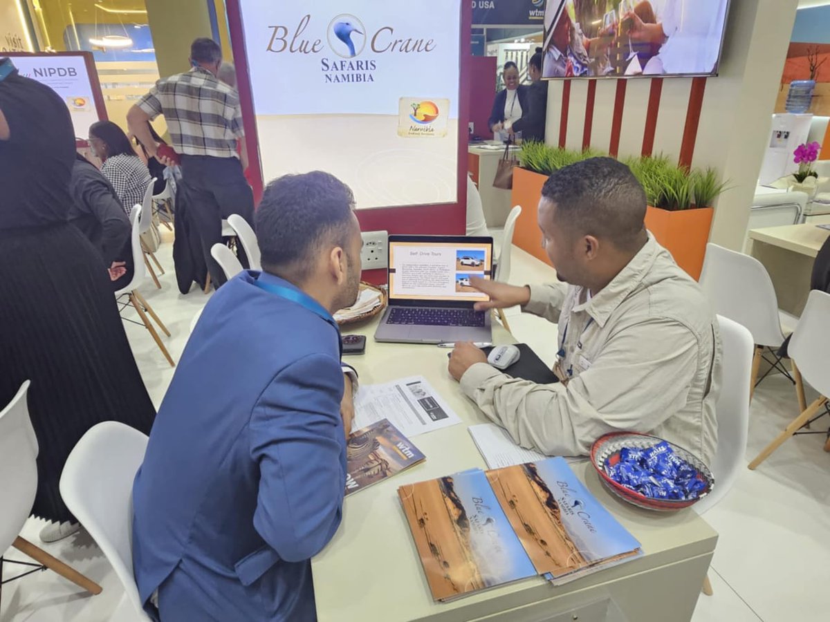 Tourism_Board's tweet photo. 𝗡𝗮𝗺𝗶𝗯𝗶𝗮 𝗮𝘁 𝗪𝗧𝗠 𝗖𝗮𝗽𝗲 𝗧𝗼𝘄𝗻 𝟮𝟬𝟮𝟱!!!
#Namibia takes center stage at WTM Cape Town, showcasing breathtaking landscapes, rich cultural heritage, and world-class tourism experiences. 📷📷
#sharemynamibia #VisitNamibia #ExperienceNamibia https://t.co/vaj5CnbnGZ