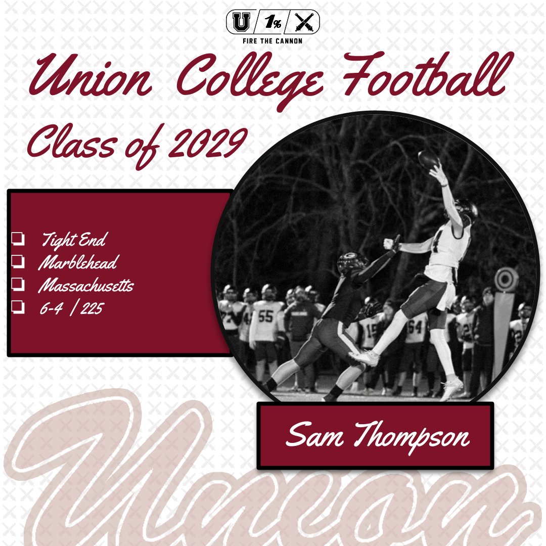 UnionCollegeFB's tweet photo. 𝓞𝓯𝓯𝓲𝓬𝓲𝓪𝓵𝓵𝔂 #GoU!

Sam Thompson ➡️ 𝓢𝓬𝓱𝓮𝓷𝓮𝓬𝓽𝓪𝓭𝔂, 𝓝𝓨

Welcome to the Union Football family.

#FTC https://t.co/ygZAFFo6P0