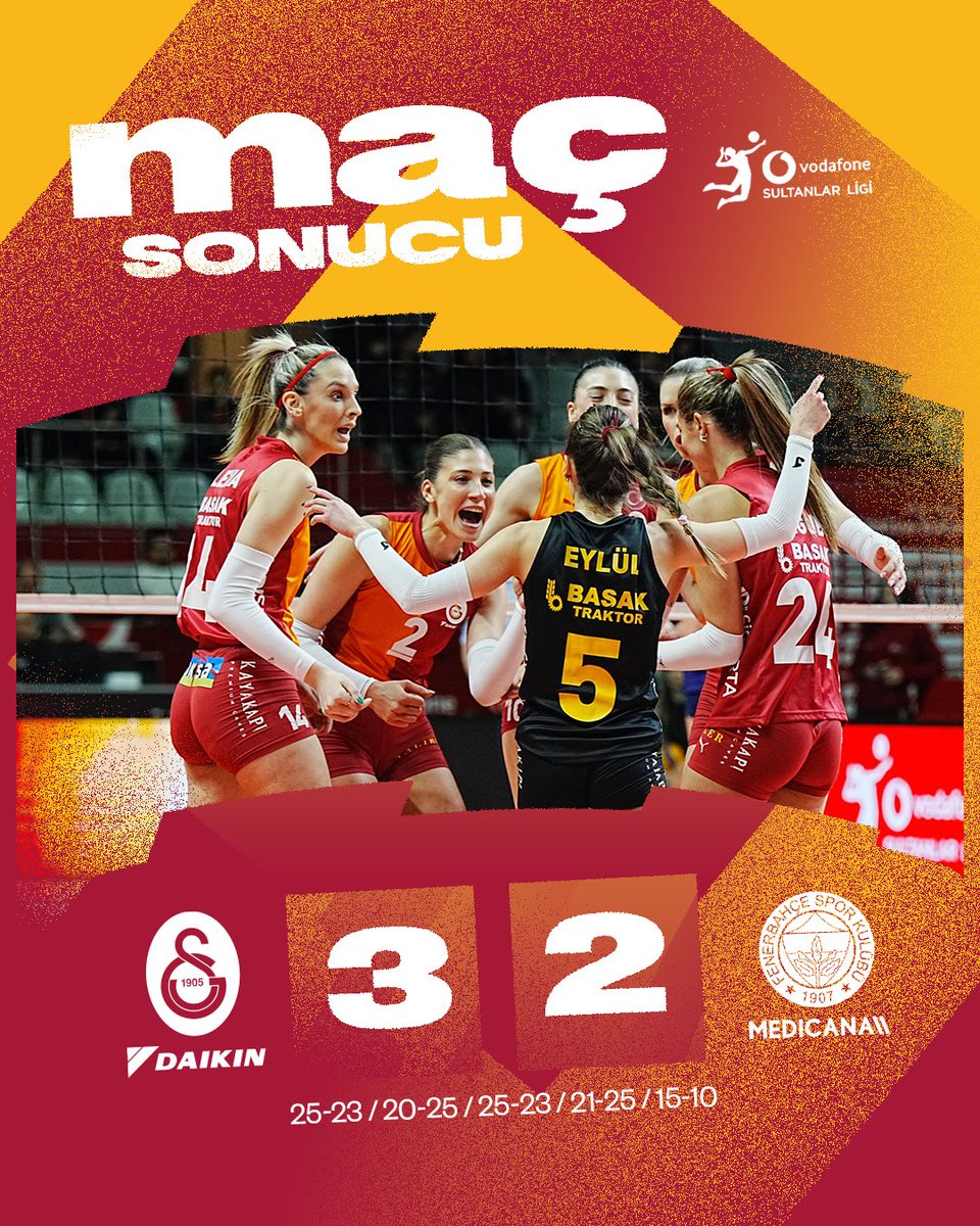 GSVoleybol1905's tweet photo. Seride ilk maç bizim! 💛❤️

Maç sonucu: Galatasaray Daikin 3-2 Fenerbahçe Medicana

#RuhunlaKükre #GoforSuccess https://t.co/BH9hcOOF5i