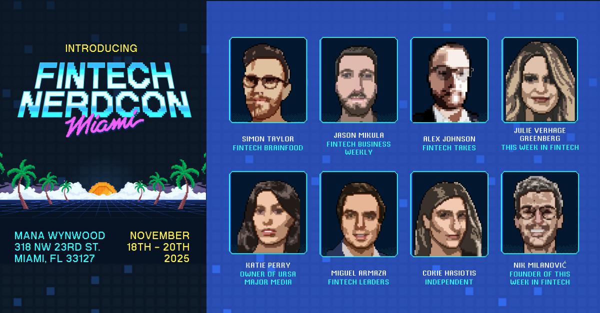 Simon Taylor (@sytaylor) on Twitter photo Guess what? We're launching an event!!!
<a href="/FintechNerdCon/">Fintech NerdCon</a> is 2 days, 19th and 20th November, Miami, Fl.
No sales booths, no meetings
One main stage. The best content curated b these folks 👇. Hackathons, workshops, Rant's, live podcasts and so much more.
Tickets on sale NOW Guess what? We're launching an event!!!
<a href="/FintechNerdCon/">Fintech NerdCon</a> is 2 days, 19th and 20th November, Miami, Fl.
No sales booths, no meetings
One main stage. The best content curated b these folks 👇. Hackathons, workshops, Rant's, live podcasts and so much more.
Tickets on sale NOW
