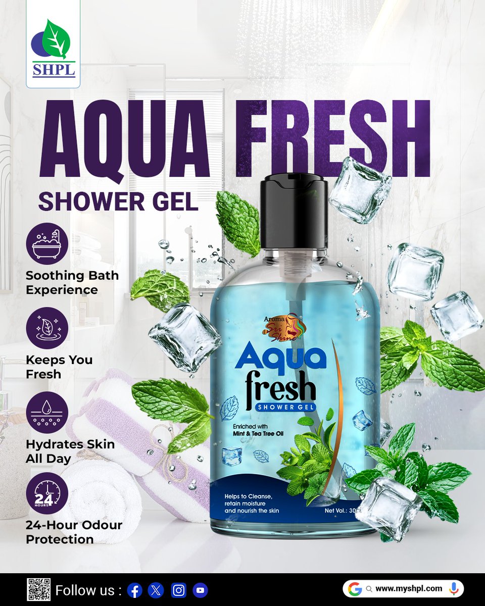saarvasriherb's tweet photo. Stay fresh all day with SHPL Aqua Fresh Shower Gel!
Infused with Mint & Tea Tree Oil for soothing, cooling vibes.
✔ Hydrates skin
✔ Fights odour for 24 hrs
✔ Keeps you energized
Order now - https://t.co/jyC93wu1UH
#AquaFresh #ShowerGel #StayFresh #MintCare #SHPL #OnlySHPL https://t.co/JyuTfD0E3w